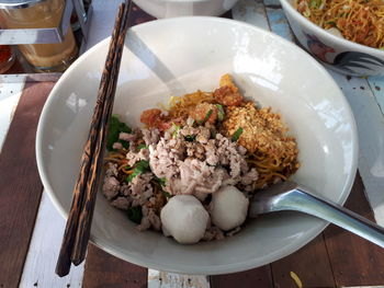 High angle view of meal served in plate