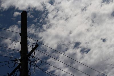 Low angle view of cables against sky