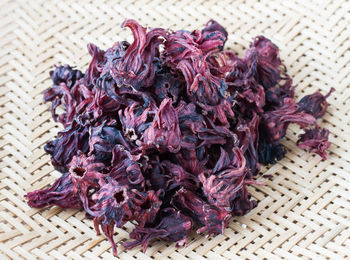 Close-up of dried flowers in basket