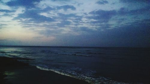 Scenic view of sea against sky at sunset