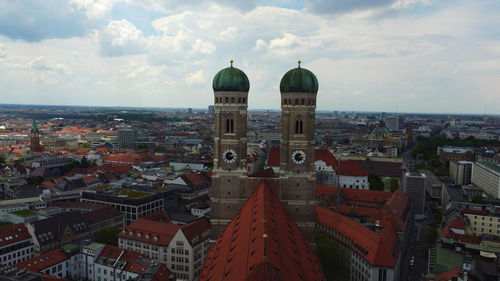 High angle view of townscape against sky