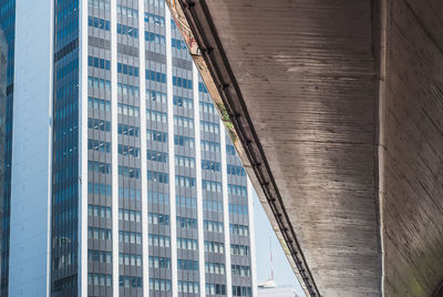 Low angle view of modern buildings in city