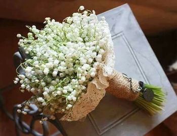 Close-up of white flowers on table