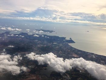 Aerial view of clouds over land