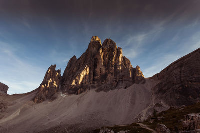 Rock formations on landscape against sky