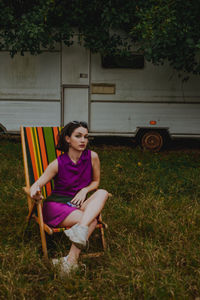 Portrait of woman smoking cigarette 