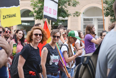 People on street in city