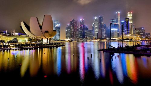 Illuminated city at night