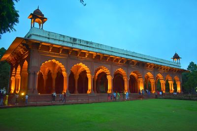 View of historical building red fort  against blue sky in delhi / india 