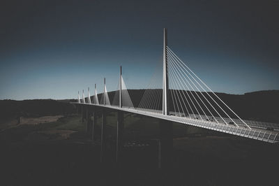 View of suspension bridge against clear sky