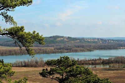 Scenic view of lake against sky