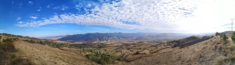 Panoramic view of landscape against cloudy sky