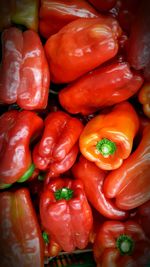 High angle view of fresh vegetables for sale in market