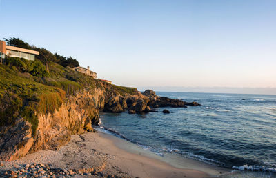 Scenic view of sea against clear sky