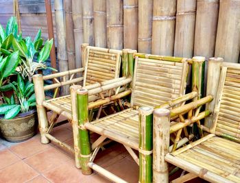 Bamboo chairs on floor