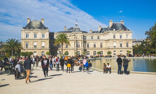 Group of people in front of building