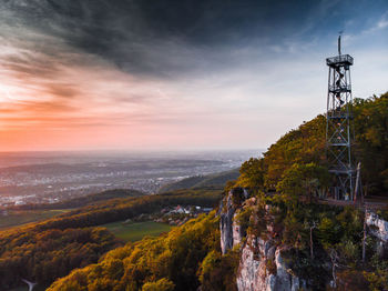 Scenic view of landscape against sky during sunset