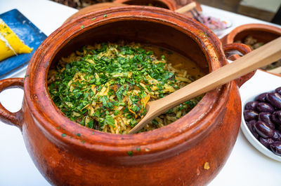 Close-up of food on table