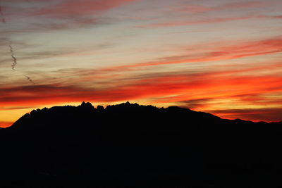 Silhouette of mountains at sunset