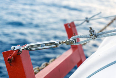 Close-up of rope on boat