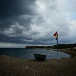 Scenic view of sea against cloudy sky