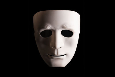 Close-up of mask against black background