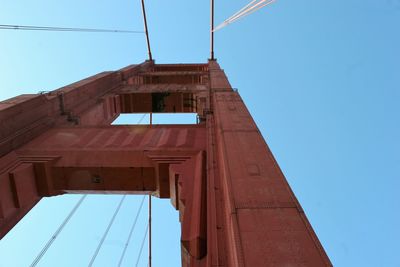 Low angle view of cables against clear blue sky