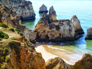 Scenic view of sea and rock formation