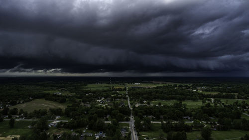 Storm clouds over city