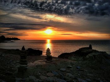 Scenic view of sea at sunset