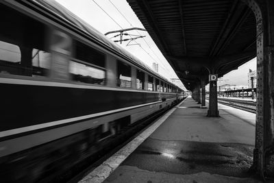 Blurred motion of train at airport