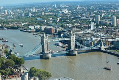 High angle view of bridge over river