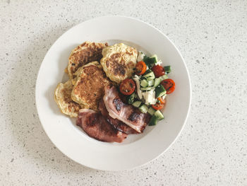 Close-up of breakfast served on plate