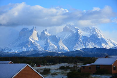 Scenic view of mountains against sky