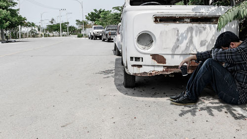 Man on street in city