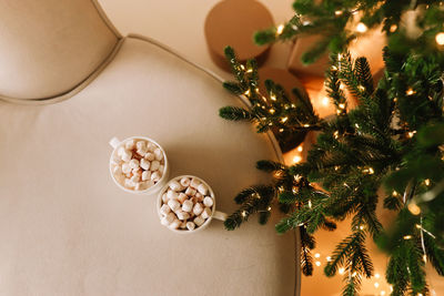 Christmas decorations on table