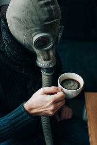 High angle view of coffee cup