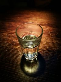 Close-up of beer in glass on table