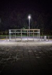 Empty parking lot at night