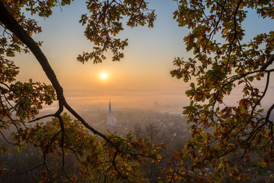 Sunrise over morning fog in a valley