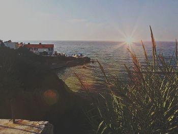 Scenic view of sea at sunset