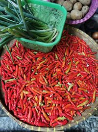 Full frame shot of red chili peppers