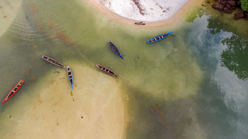 High angle view of a lake by the beach