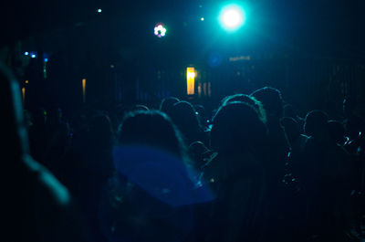 People enjoying concert at night