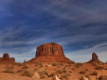 Rock formations in desert against sky