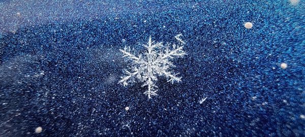 High angle view of snow on road