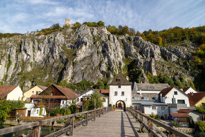 Idyllic view at the village markt essing in bavaria, germany with the altmuehl river