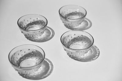 High angle view of glasses on table