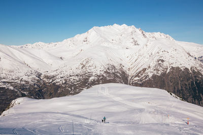 Landscape in winter at les deux alpes. it is a french winter sports resort located in oisans