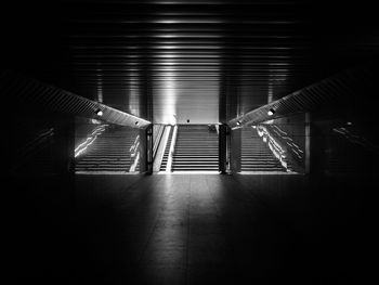 Interior of illuminated subway